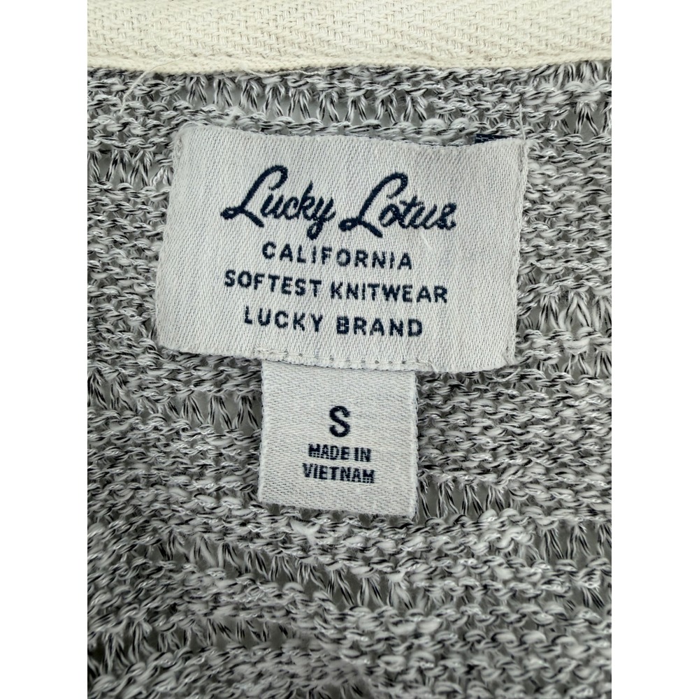 Lucky Lotus Lucky Brand Womens Small Grey Fringe Mixed Media Open Front Cardigan - Picture 7 of 8